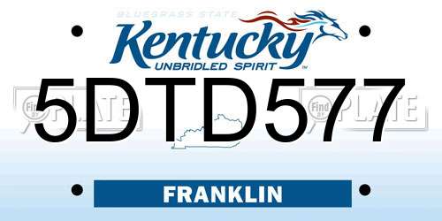 5DTD577 Kentucky License Plate