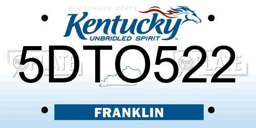 5DTO522 Kentucky License Plate