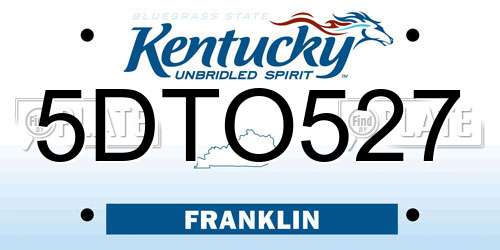5DTO527 Kentucky License Plate
