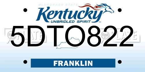 5DTO822 Kentucky License Plate