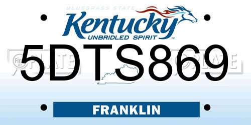 5DTS869 Kentucky License Plate