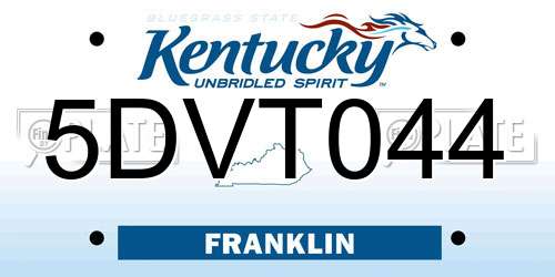 5DVT044 Kentucky License Plate