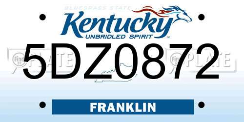 5DZ0872 Kentucky License Plate