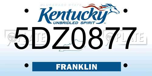 5DZ0877 Kentucky License Plate