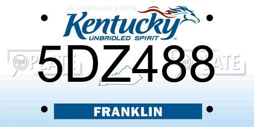 5DZ488 Kentucky License Plate