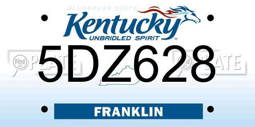 5DZ628 Kentucky License Plate