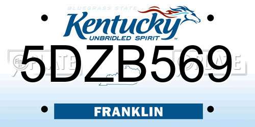 5DZB569 Kentucky License Plate