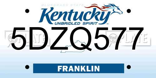 5DZQ577 Kentucky License Plate