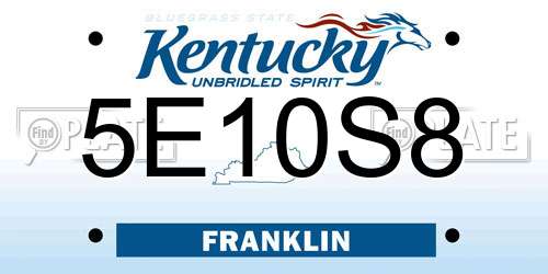 5E10S8 Kentucky License Plate