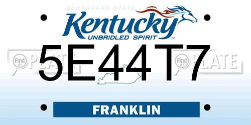5E44T7 Kentucky License Plate