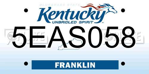 5EAS058 Kentucky License Plate