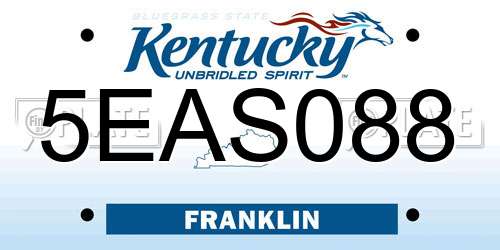 5EAS088 Kentucky License Plate