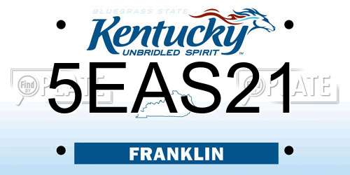 5EAS21 Kentucky License Plate