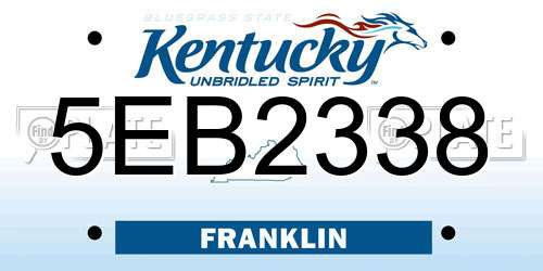 5EB2338 Kentucky License Plate
