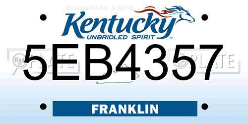 5EB4357 Kentucky License Plate