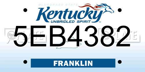 5EB4382 Kentucky License Plate