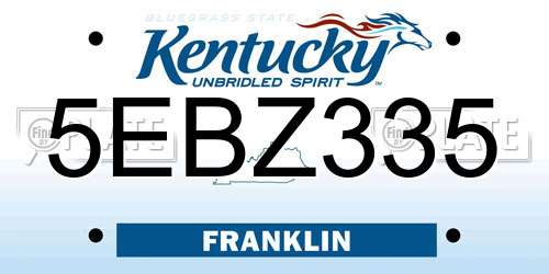 5EBZ335 Kentucky License Plate