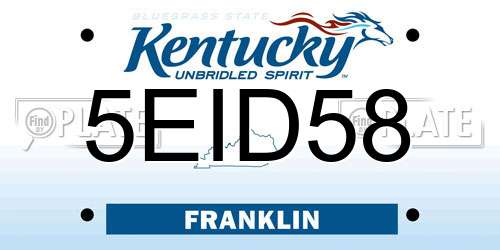 5EID58 Kentucky License Plate