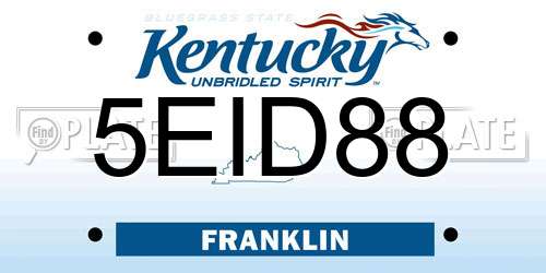 5EID88 Kentucky License Plate
