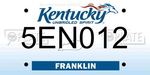 5EN012 Kentucky License Plate