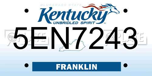 5EN7243 Kentucky License Plate