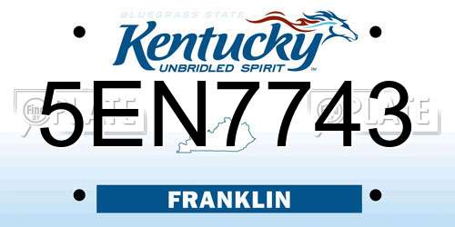5EN7743 Kentucky License Plate