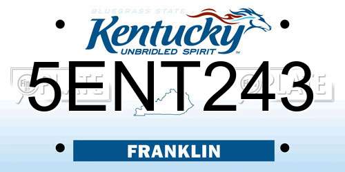 5ENT243 Kentucky License Plate