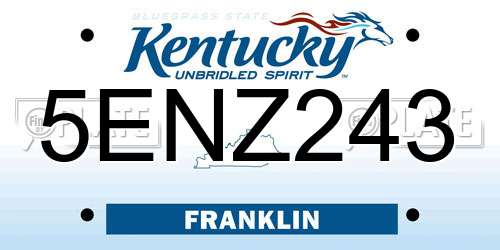 5ENZ243 Kentucky License Plate