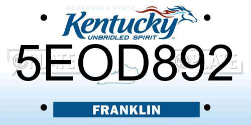 5EOD892 Kentucky License Plate