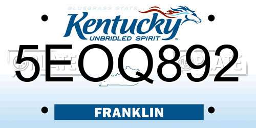 5EOQ892 Kentucky License Plate