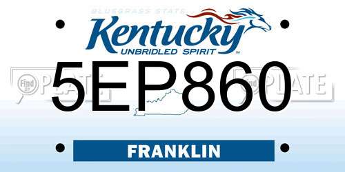 5EP860 Kentucky License Plate