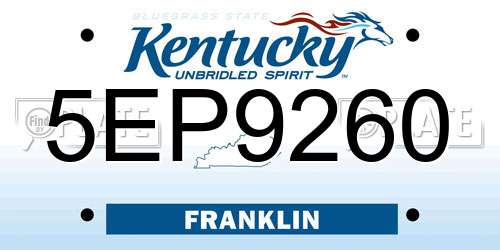 5EP9260 Kentucky License Plate