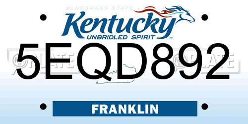 5EQD892 Kentucky License Plate