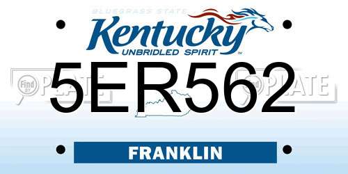 5ER562 Kentucky License Plate
