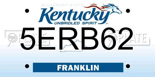 5ERB62 Kentucky License Plate