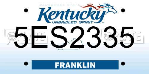 5ES2335 Kentucky License Plate