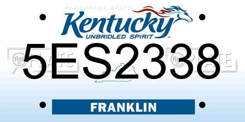 5ES2338 Kentucky License Plate