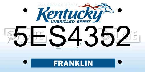 5ES4352 Kentucky License Plate