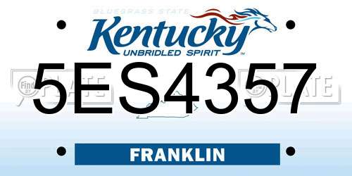 5ES4357 Kentucky License Plate