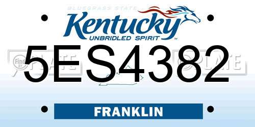 5ES4382 Kentucky License Plate