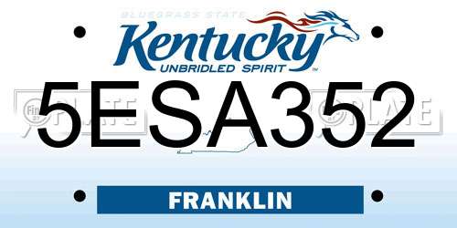 5ESA352 Kentucky License Plate
