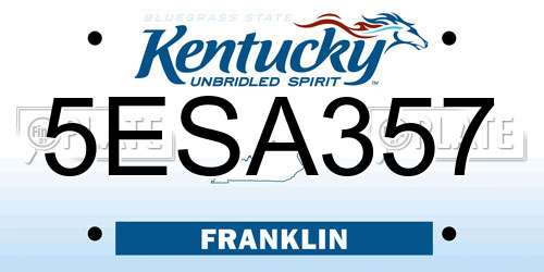 5ESA357 Kentucky License Plate