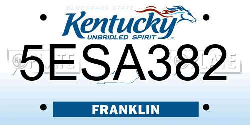5ESA382 Kentucky License Plate