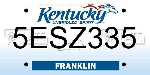 5ESZ335 Kentucky License Plate