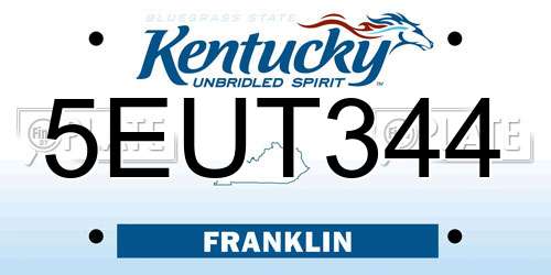 5EUT344 Kentucky License Plate