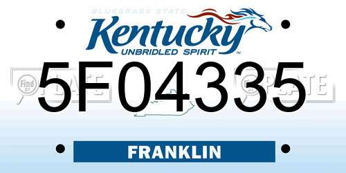 5F04335 Kentucky License Plate