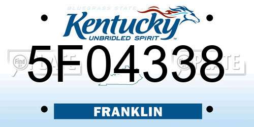 5F04338 Kentucky License Plate