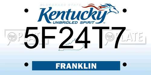 5F24T7 Kentucky License Plate