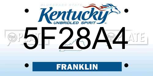 5F28A4 Kentucky License Plate