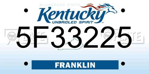 5F33225 Kentucky License Plate
